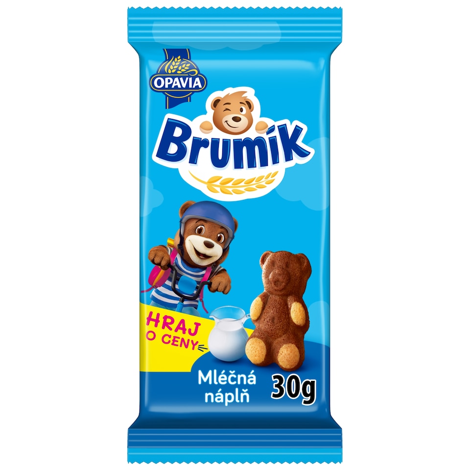 Opavia Brumík s mliečnou náplňou Jemné pečivo Bez farbív a konzervantov Individuálne balenie 30 g