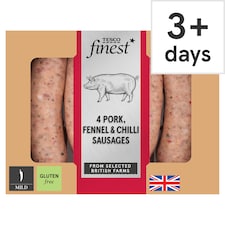 Tesco Finest 4 Pork, Fennel & Chilli Sausages 440g