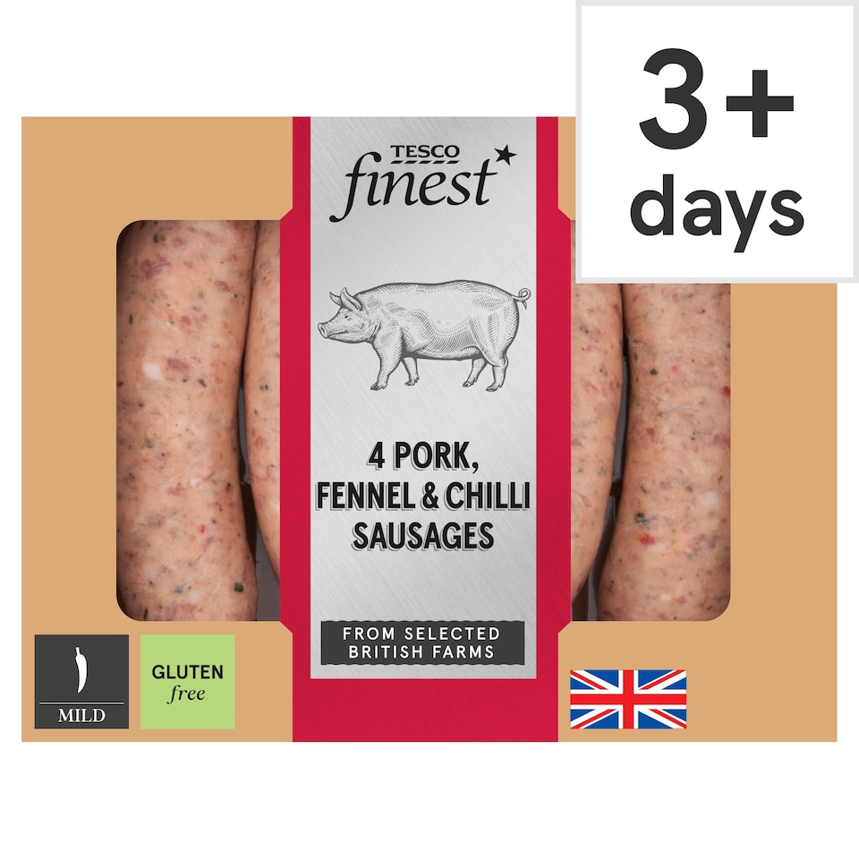 Tesco Finest 4 Pork, Fennel & Chilli Sausages 440g