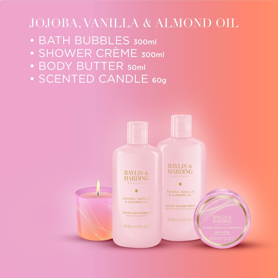 image 1 of Baylis & Harding Jojoba, Vanilla & Almond Oil  Candlelit Bathtime Gift Set