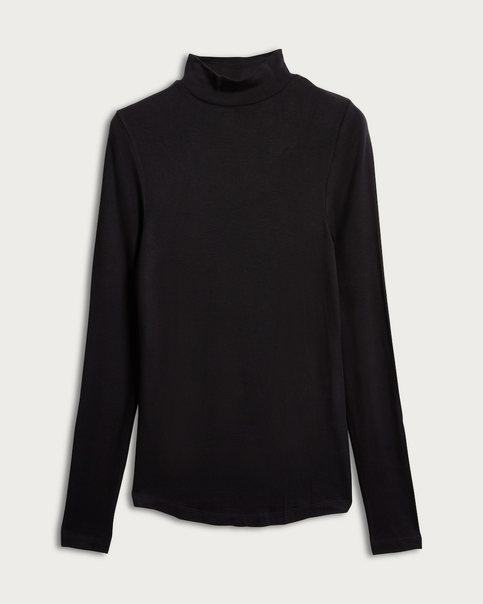 image 1 of F&F WARMPLUS™ Medium Warmth Roll Neck Long Sleeved Thermal Top in Black