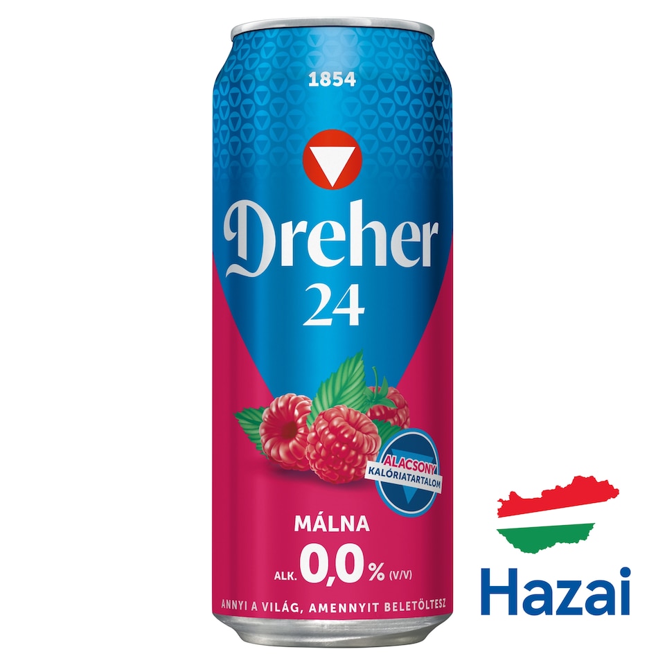 Dreher 24 Málna alkoholmentes világos sör és málna ízű ital keveréke édesítőszerrel 0,0% 0,5 l