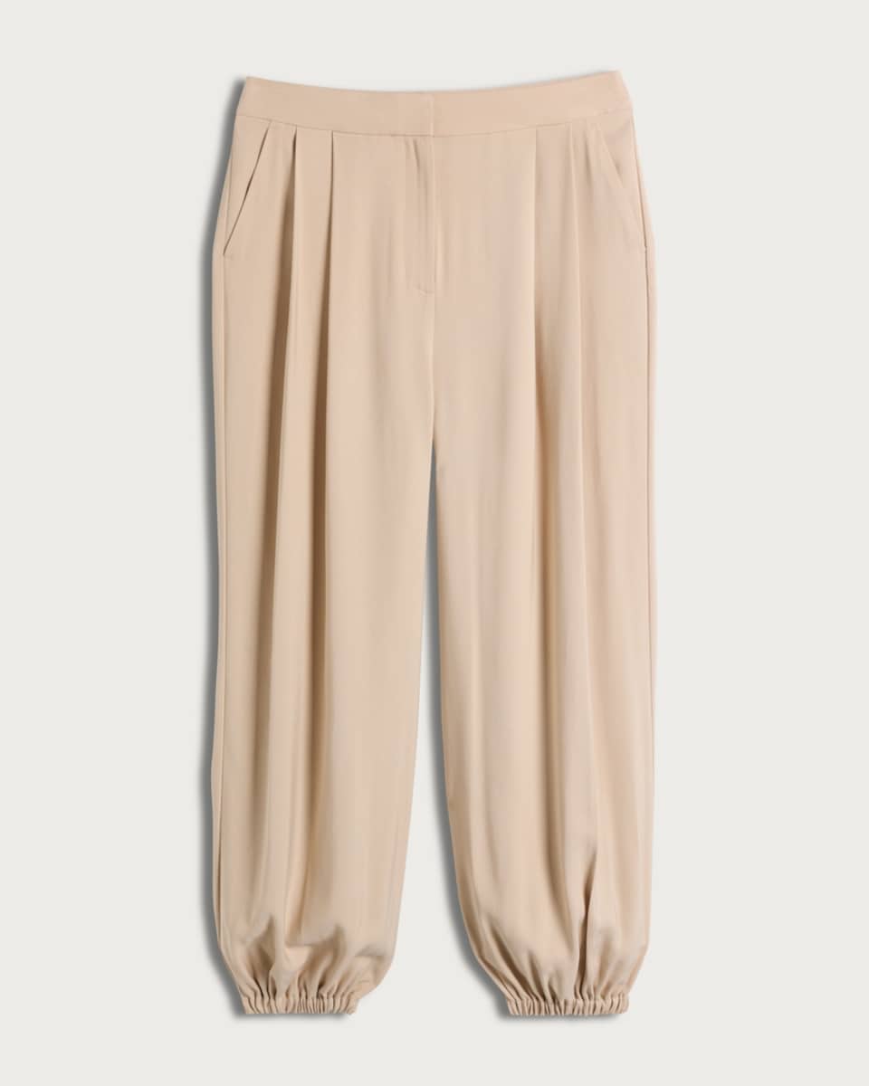image 1 of F&F Balloon Leg Pleated Trousers in Beige