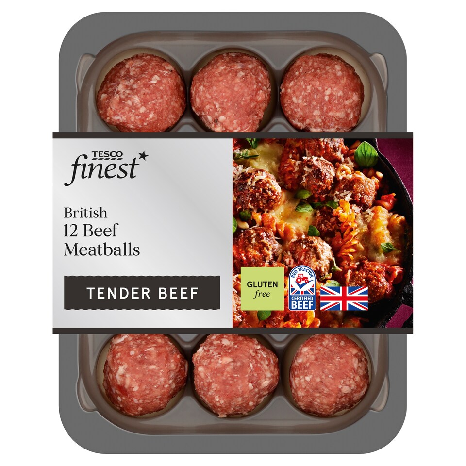Tesco Finest 12 British Beef Meatballs 336G