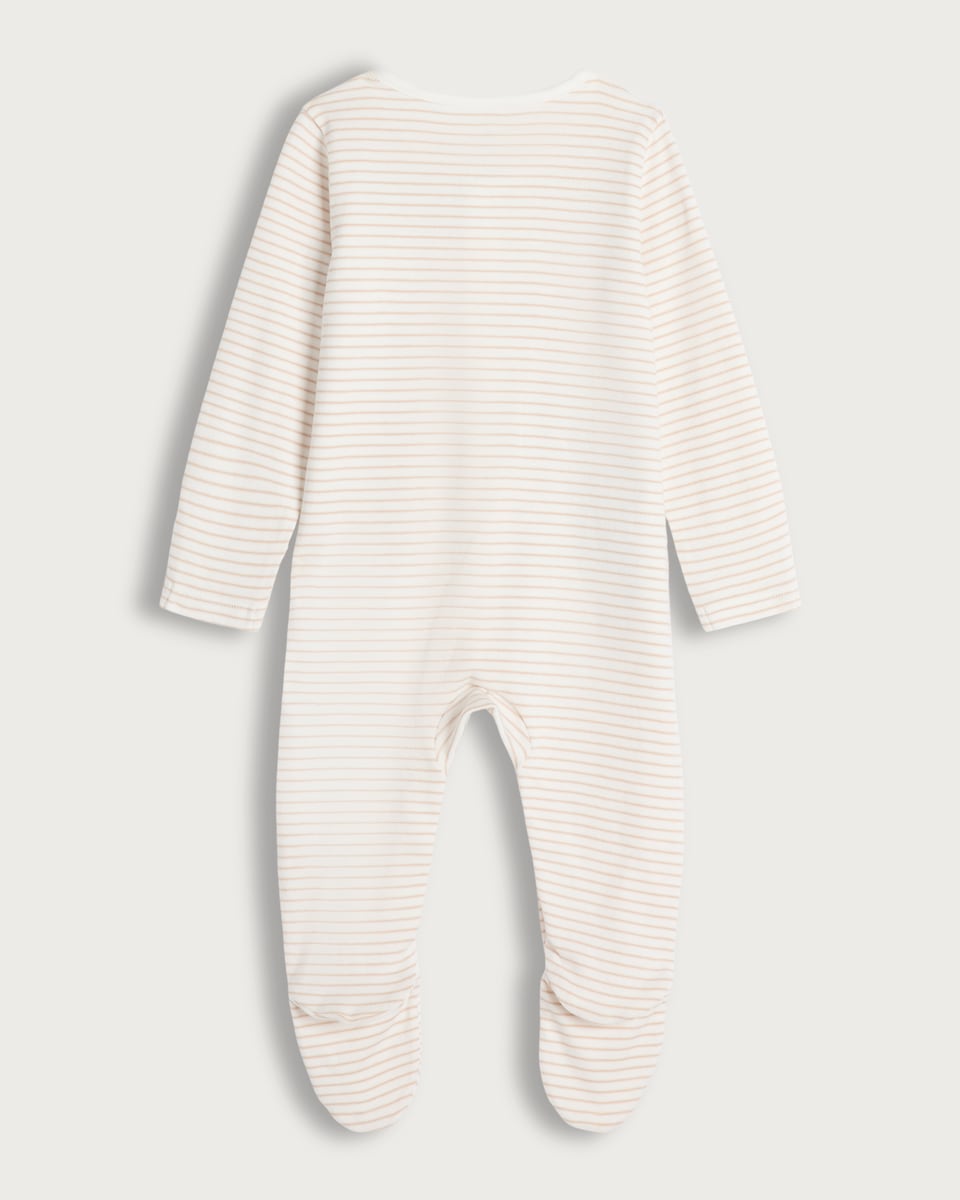 image 1 of Disney Winnie the Pooh Stripe Print Pure Cotton Sleepsuit in White