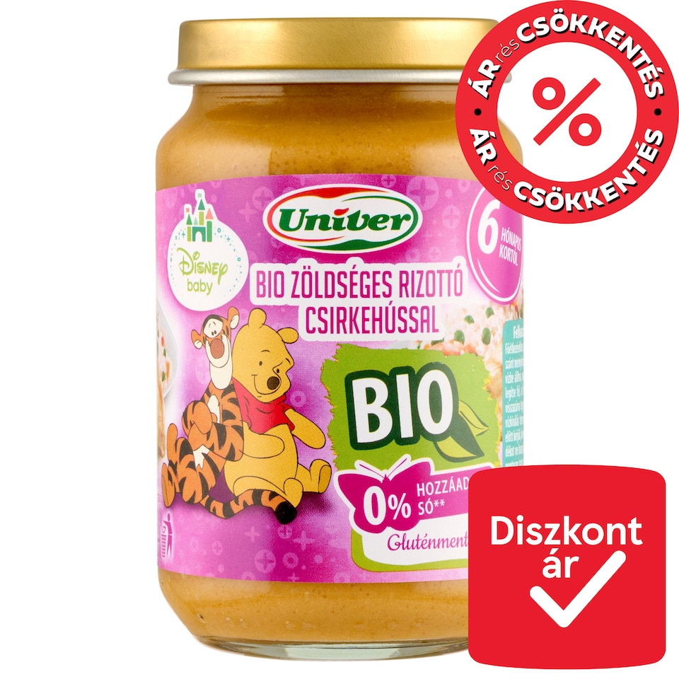 Univer Disney Baby bio zöldséges rizottó csirkehússal bébiétel 6 hónapos kortól 163 g  1. kép