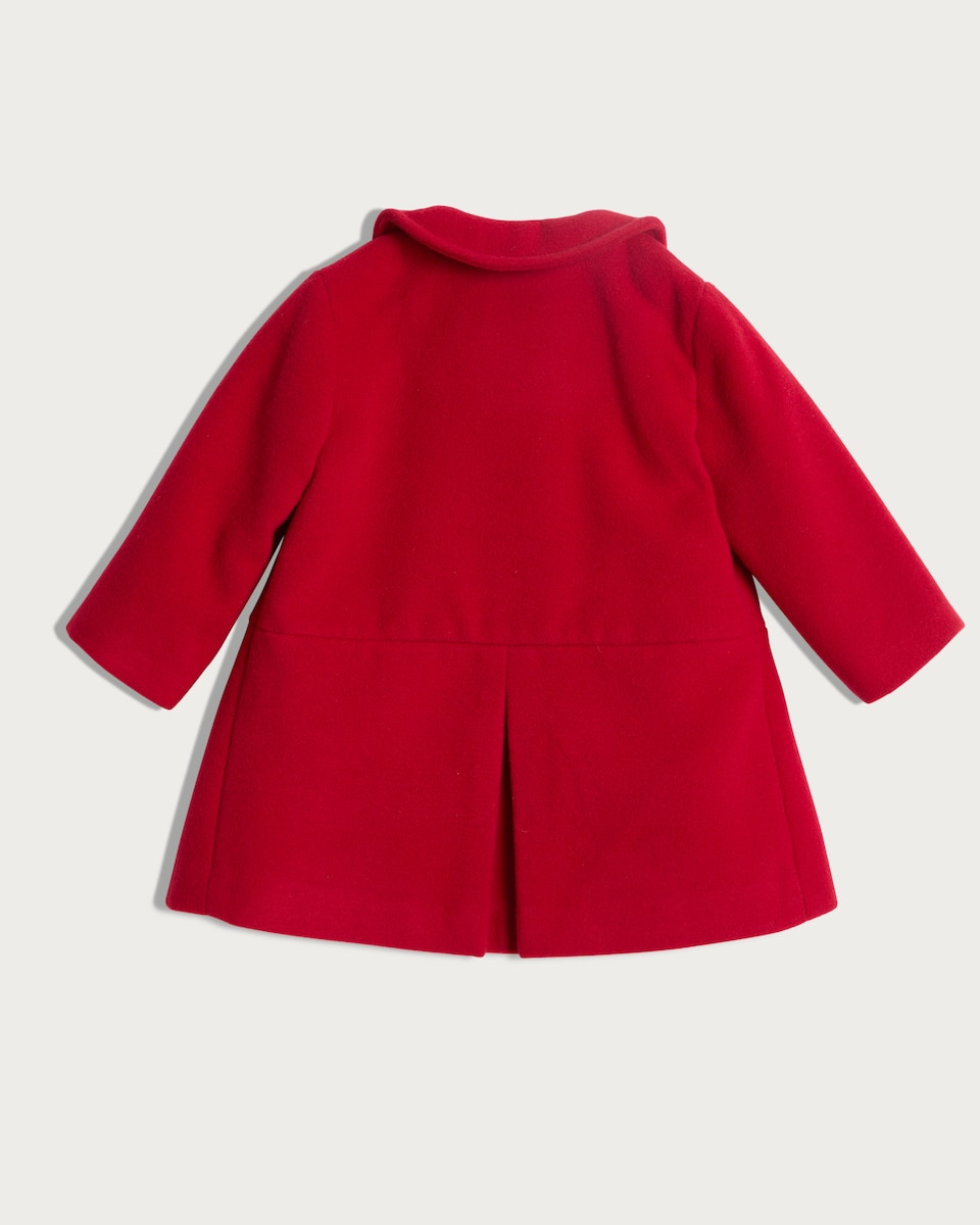 image 1 of F&F Baby Peter Pan Collar Bow Detail Coat in Red