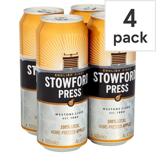 STOWFORD PRESS APPLE CIDER 4X500ML CAN - Tesco Groceries