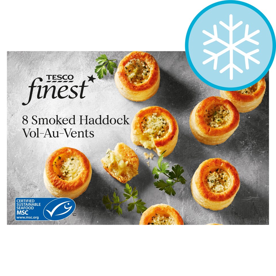 Tesco Finest 8 Smoked Haddock Vol-Au Vents 148G