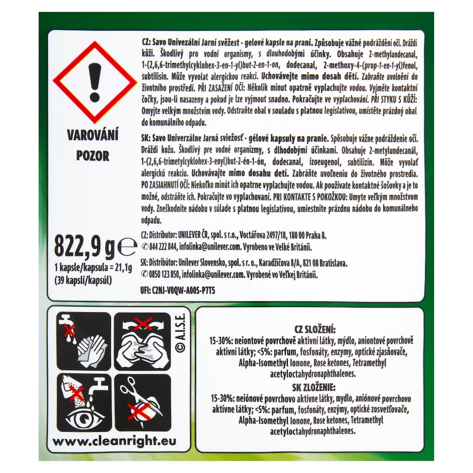 Obrázek 1 pro produkt Savo kapsle na praní Jarní svěžest 39W