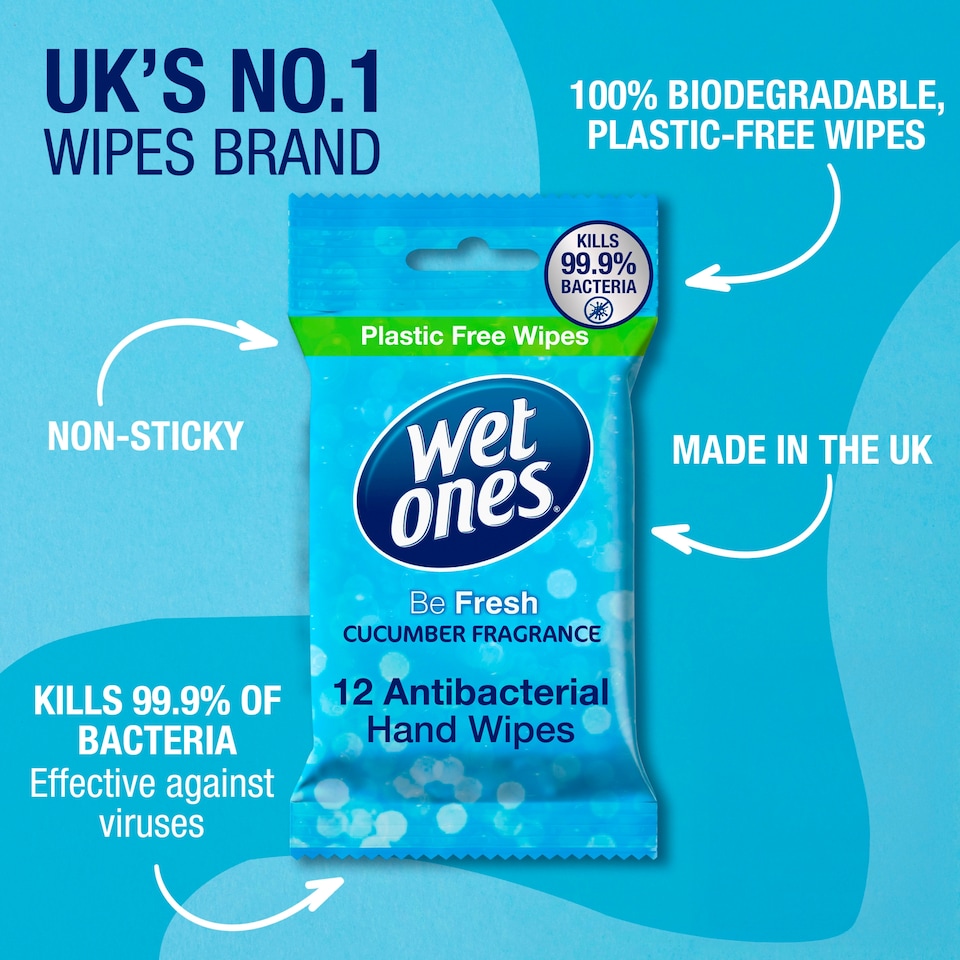 image 1 of Wet Ones Be Fresh 12 Antibacterial & Biodegradable Wipes