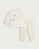 image 1 of F&F Baby 2-Piece Cotton Blend Farmyard Print Sweatshirt and Leggings Set in Cream
