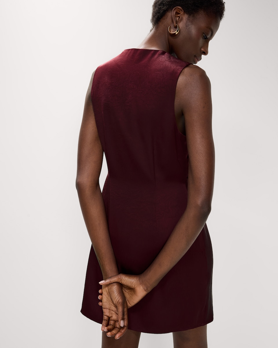 image 1 of F&F Satin Cowl Neck Mini Dress in Berry