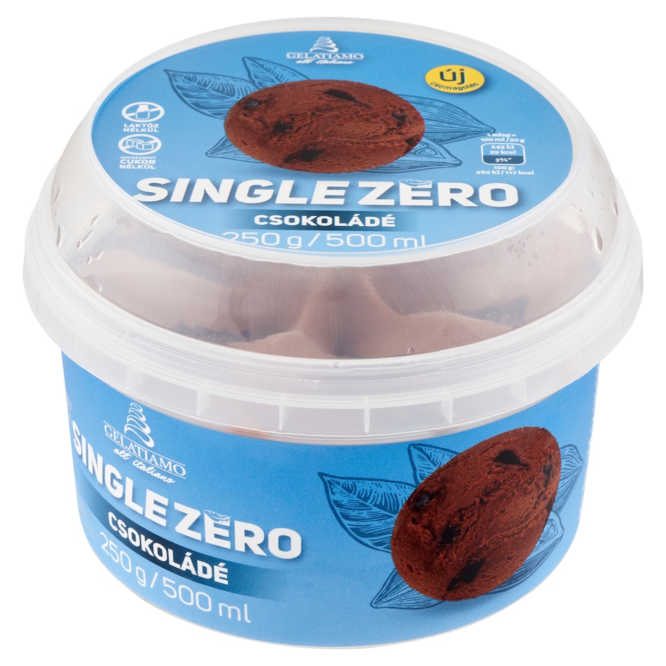 Gelatiamo Single Zero Lactose-Free Chocolate Ice Cream with Chocolate Sauce, Sweeteners 500 ml