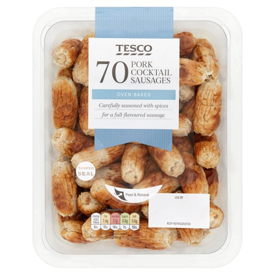 Tesco 70 Cocktail Sausages 616G Tesco Groceries