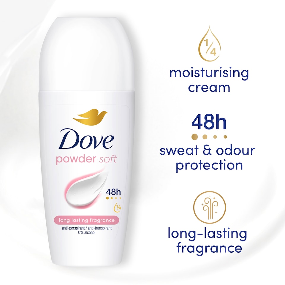 image 1 of Dove 48h Powder Antiperspirant Deodorant Roll On 50ml
