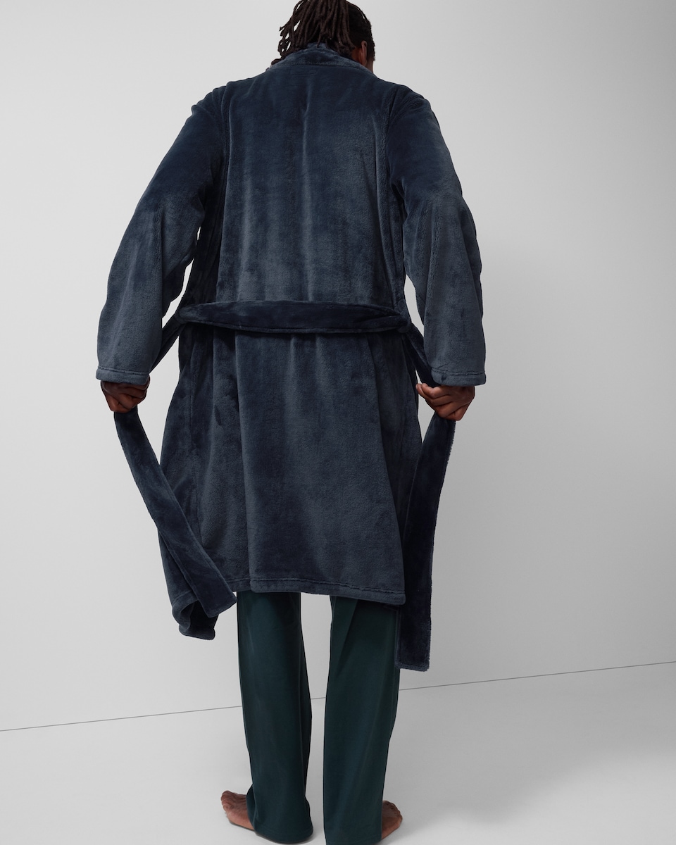 image 1 of F&F Fleece Belted Dressing Gown in Navy