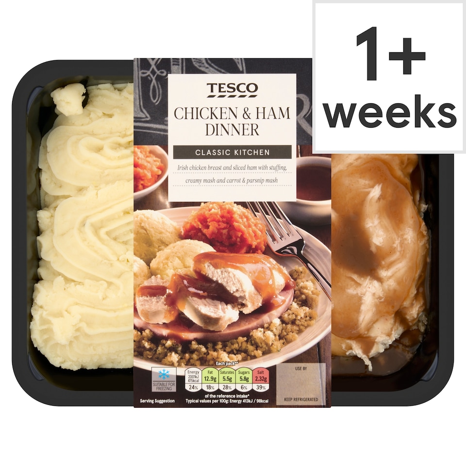 TESCO CLASSICS CHICKEN & HAM DINNER 500G