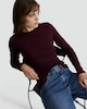 image 1 of F&F Cotton Rich Crew Neck Long Sleeved Top in Burgundy