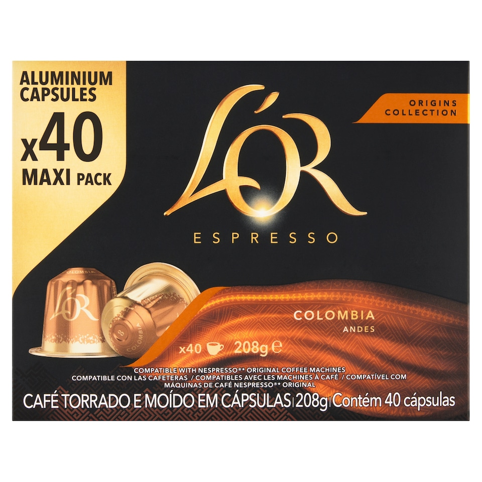 image 1 of L'OR Espresso Colombia Andes pražená mletá káva 40 kapsúl 208 g