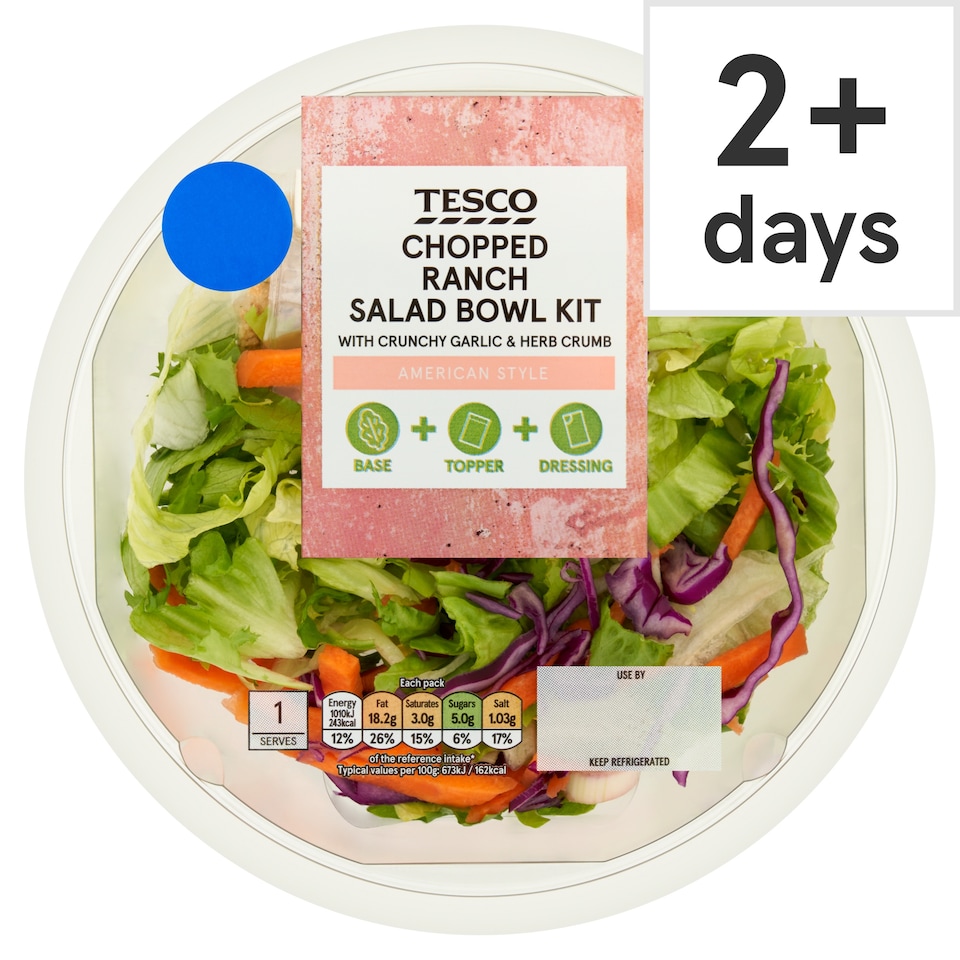 Tesco Chopped Ranch Salad Bowl Kit 150g