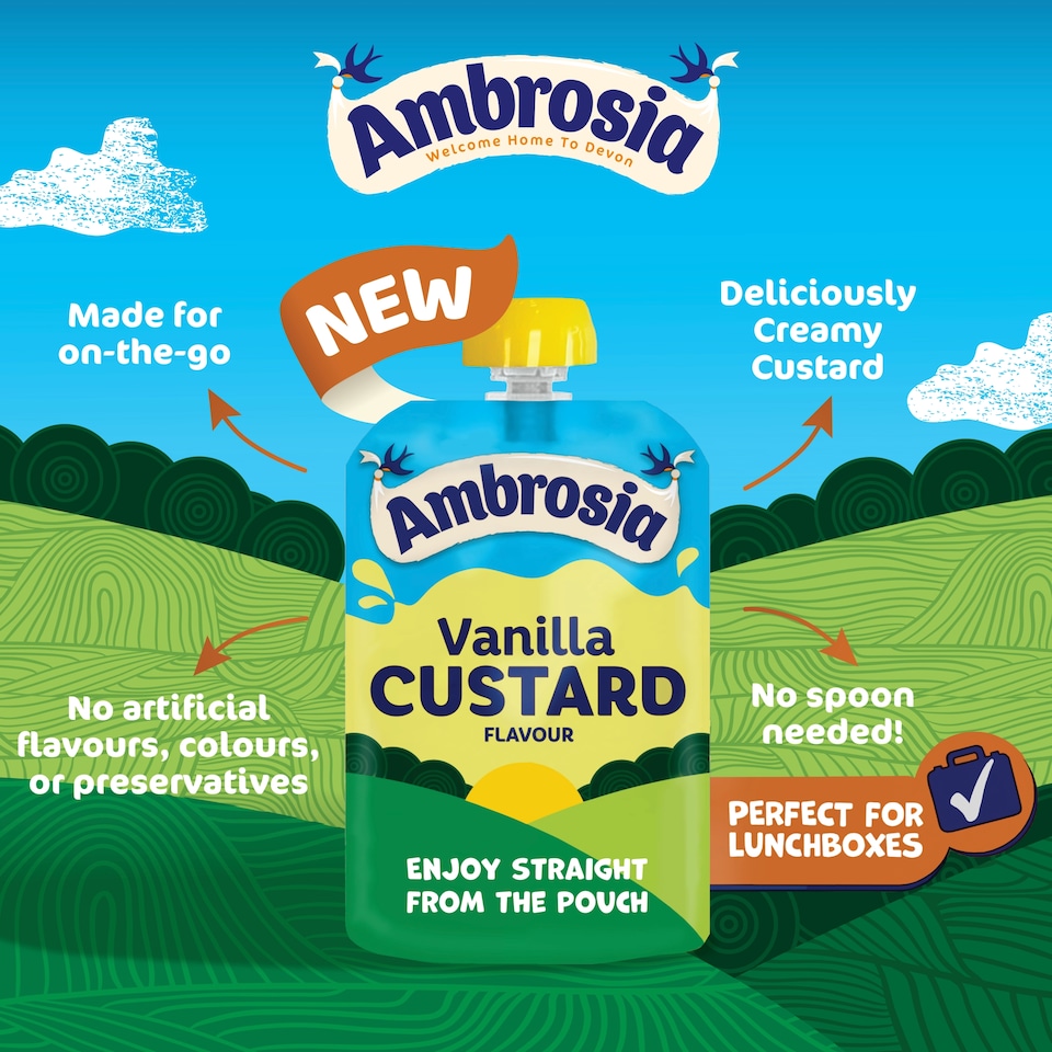 image 1 of Ambrosia Vanilla Custard Dessert Snack Pouch 100g