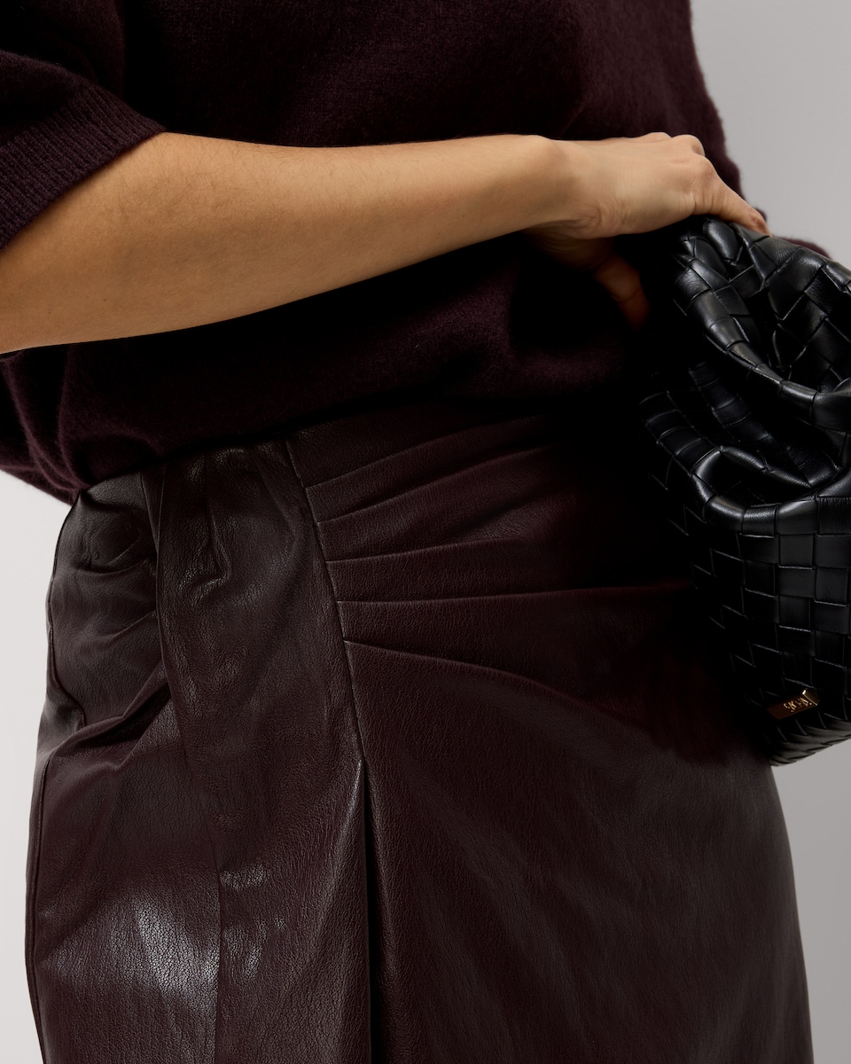 image 1 of F&F Faux Leather Midi Skirt in Purple
