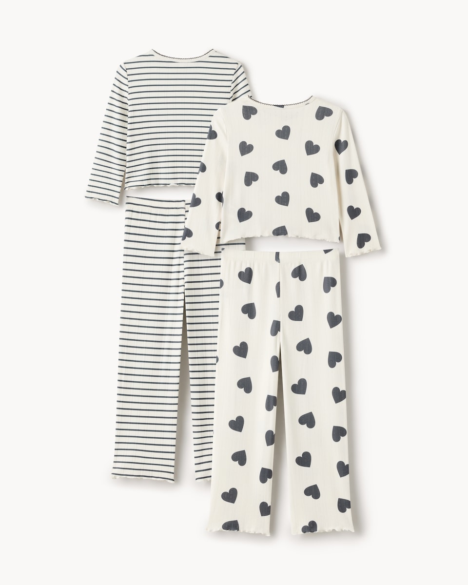 image 1 of F&F Girls 2-Pack Pointelle Printed Pyjama Sets in Multi