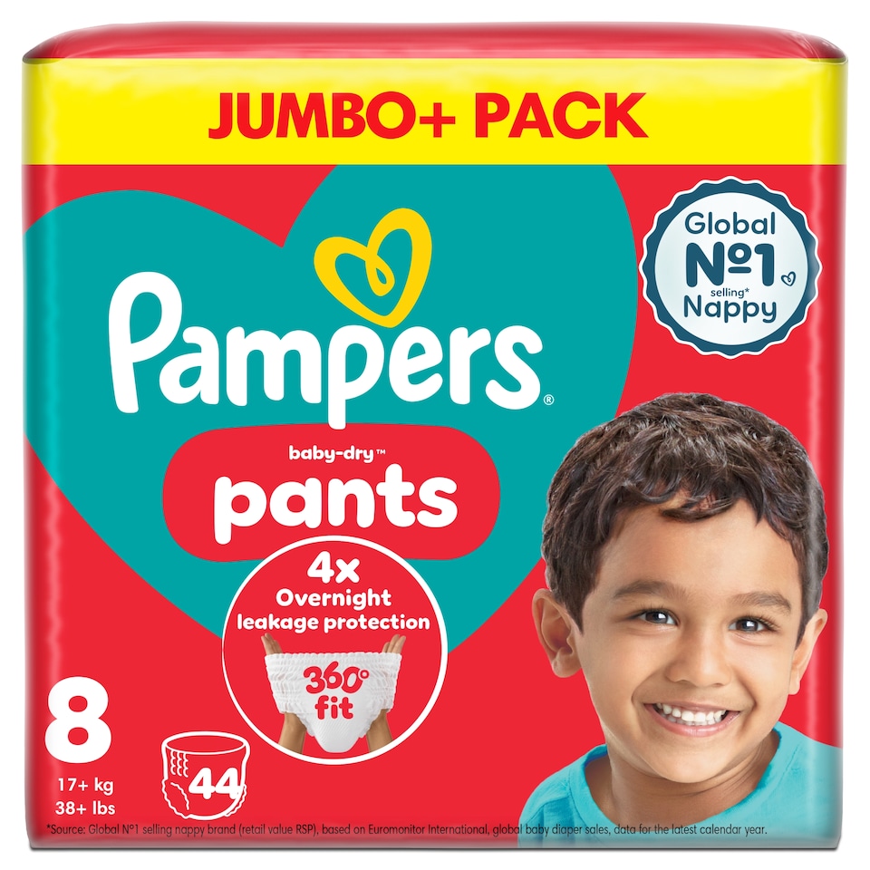 image 1 of Pampers Baby-Dry Nappy Pants Size 8 Jumbo+ Pack 44 Pack