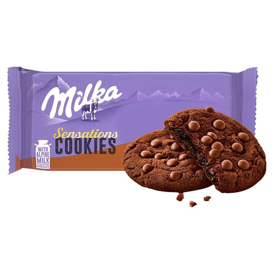 Milka sušenky kakaové Cookie Sensations s kousky čokolády 156g
