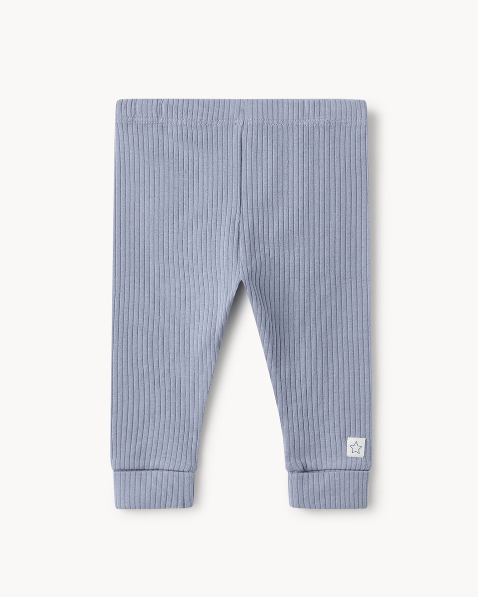 image 1 of F&F Baby 3-Pack Cotton Rich Printed Leggings in Blue