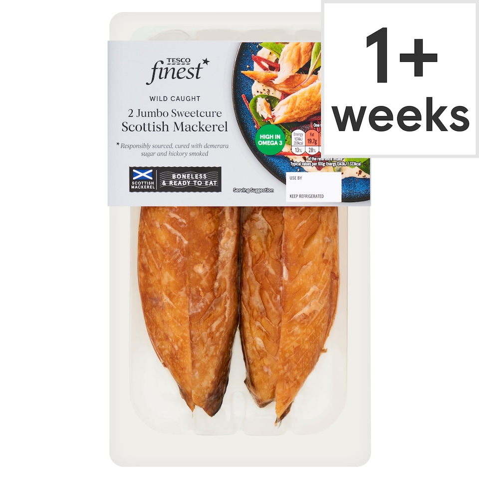 Tesco Finest Sweetcure Smoked Mackerel Fillets 160G