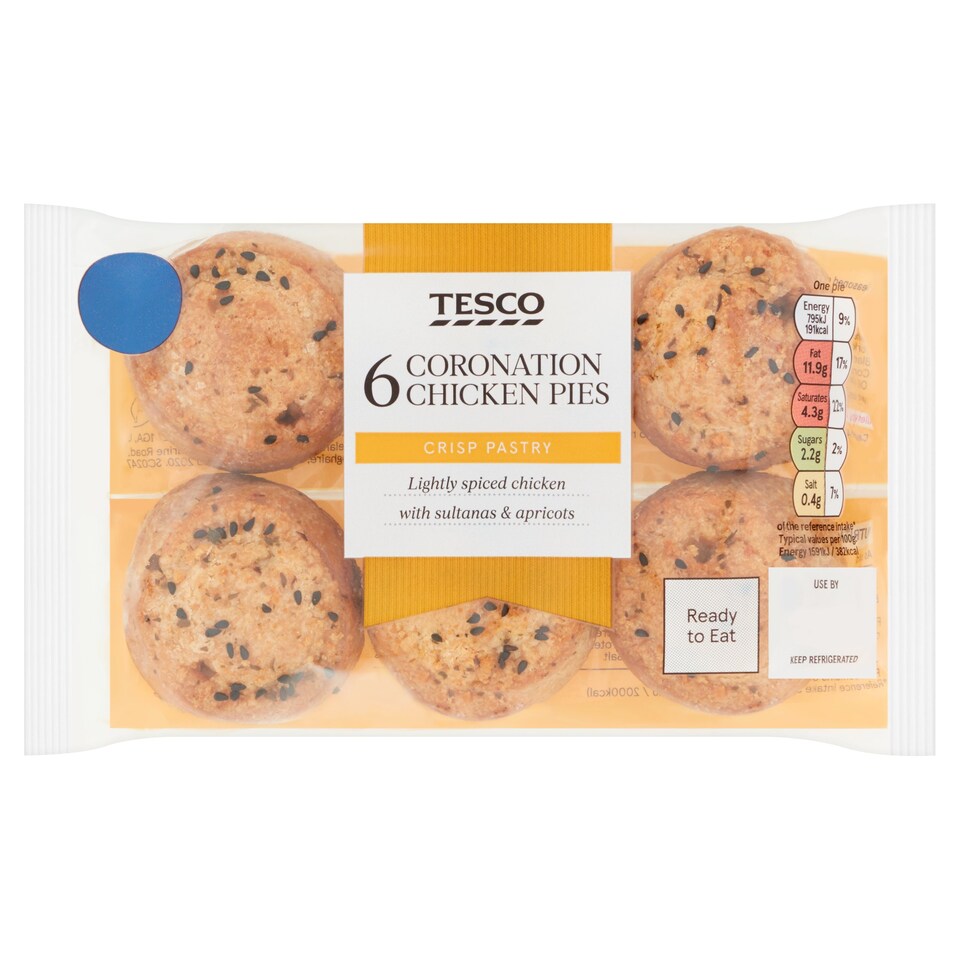 Tesco 6 Coronation Chicken Pies 300G Tesco Groceries