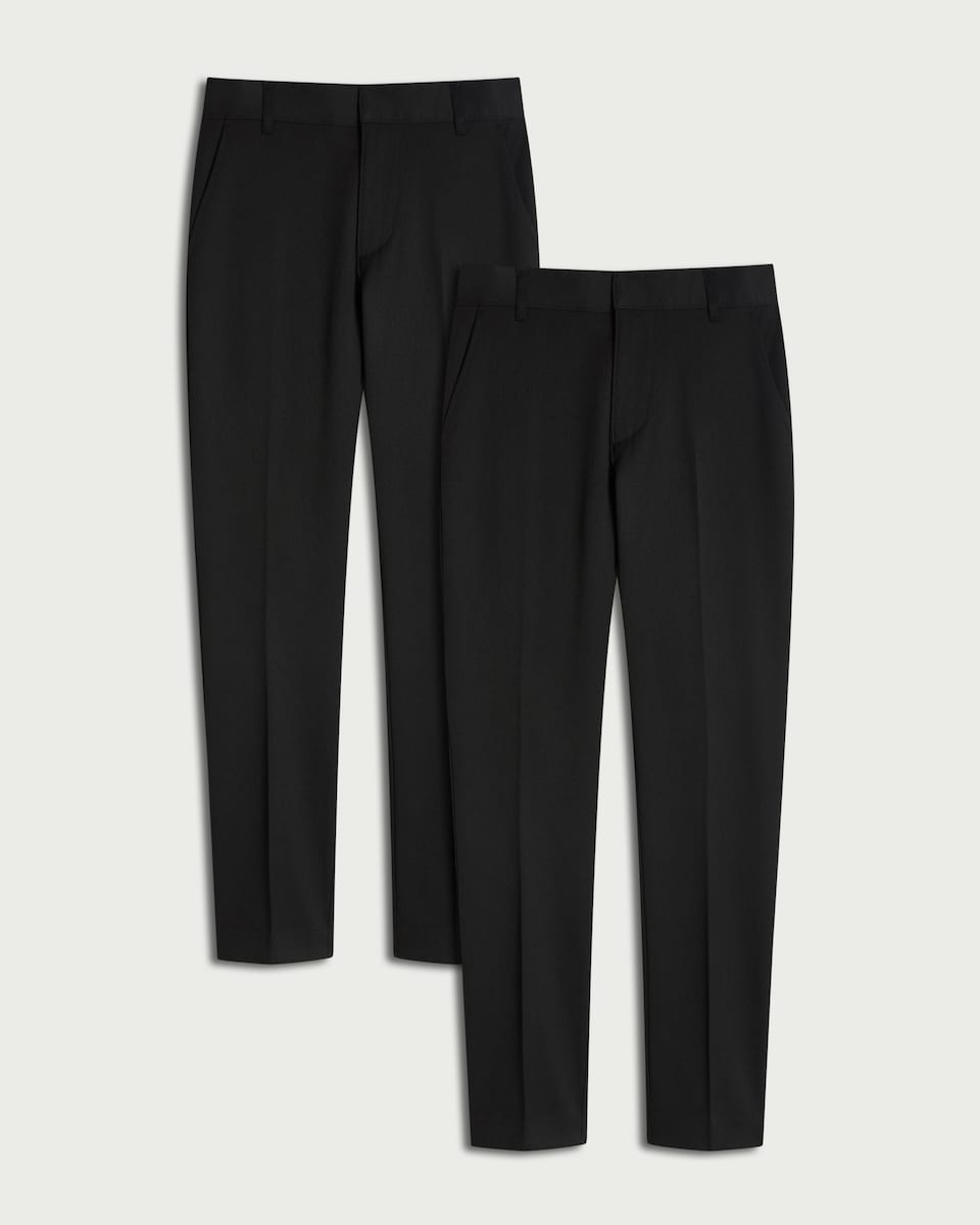image 1 of F&F School Boys 2-Pack Skinny Fit Trousers in Black