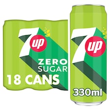 7 Up Zero Sugar Lemon & Lime Soft Drink 18 x 330ml