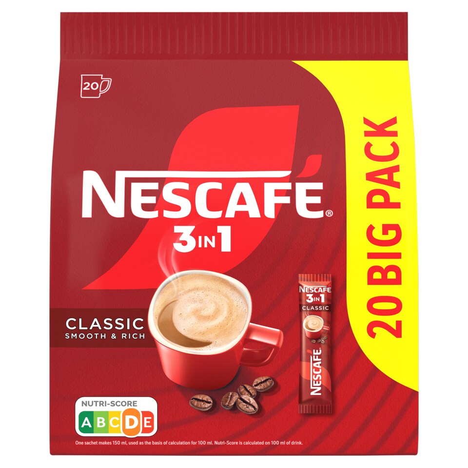 NESCAFÉ 3in1 Classic, instantná káva, 20 vrecúšok x 16,5 g (330 g)
