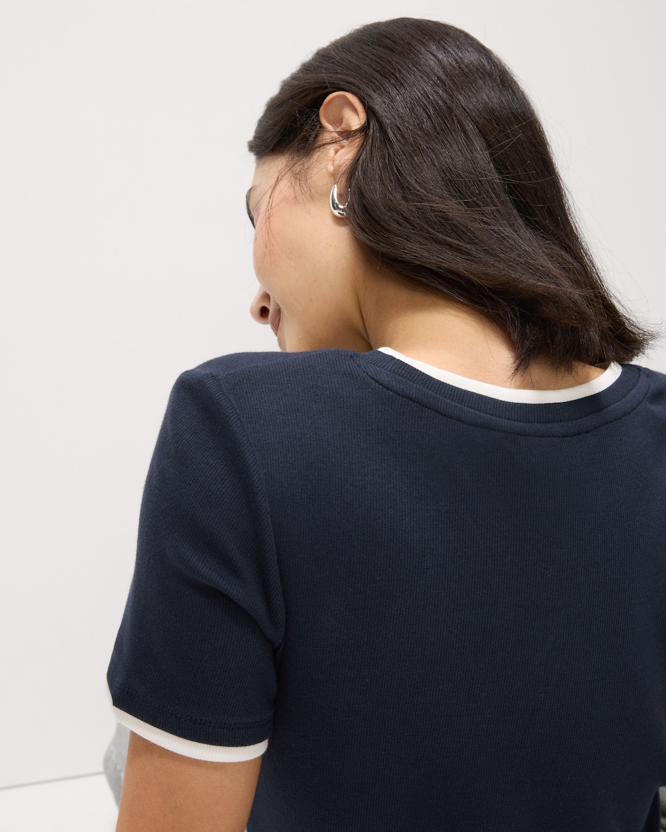 image 1 of F&F Cotton Rich 2 In 1 T-Shirt in Navy