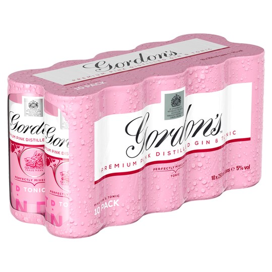 Gordon's Pink Gin & Tonic 10X250ml Tesco Groceries