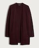 image 4 of F&F Patch Pocket Open Front Cardigan with Wool in Burgundy