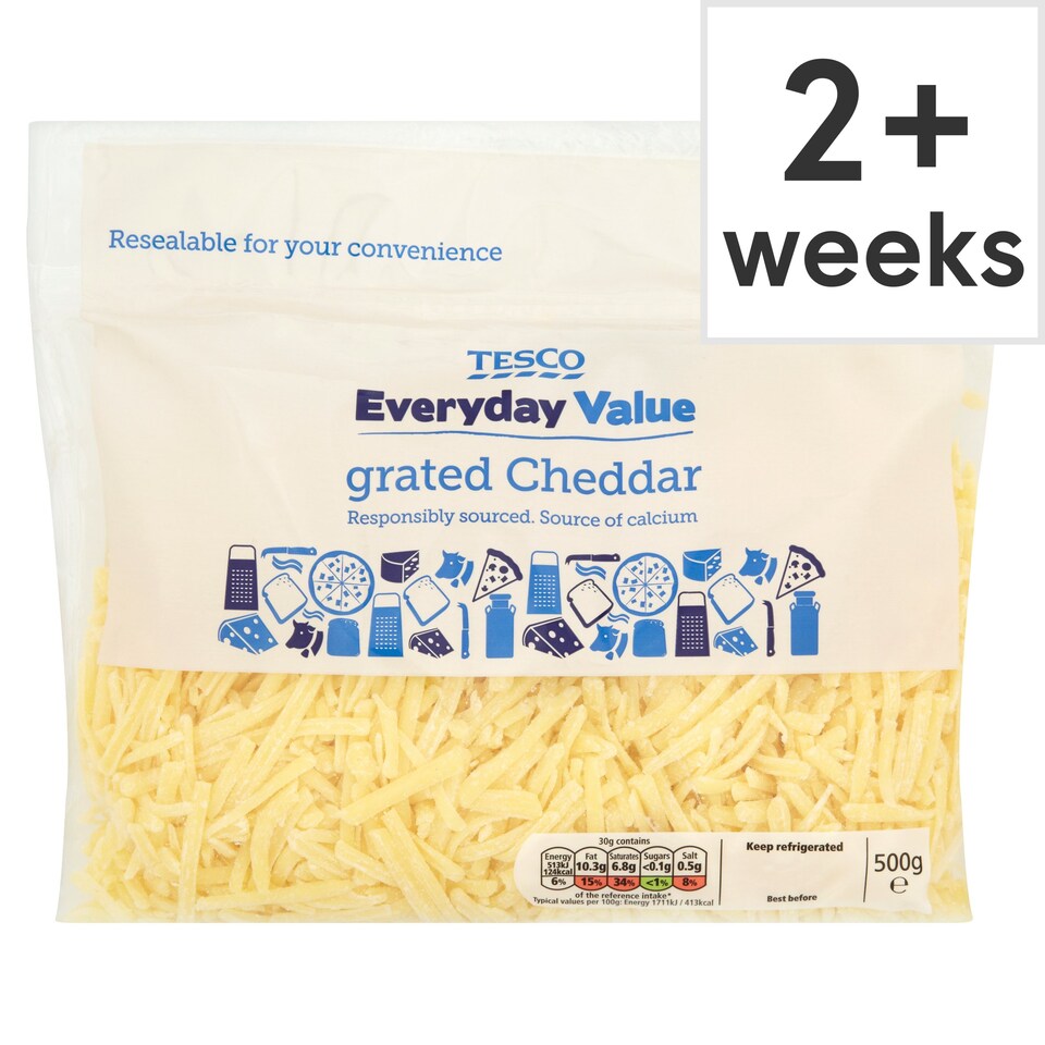 Tesco Everyday Value Grated Cheddar 500G