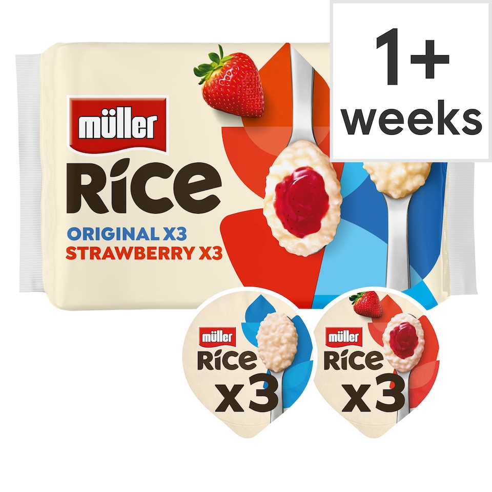 image 1 of Muller Rice Low Fat Dessert - Original & Strawberry 6 x 170g