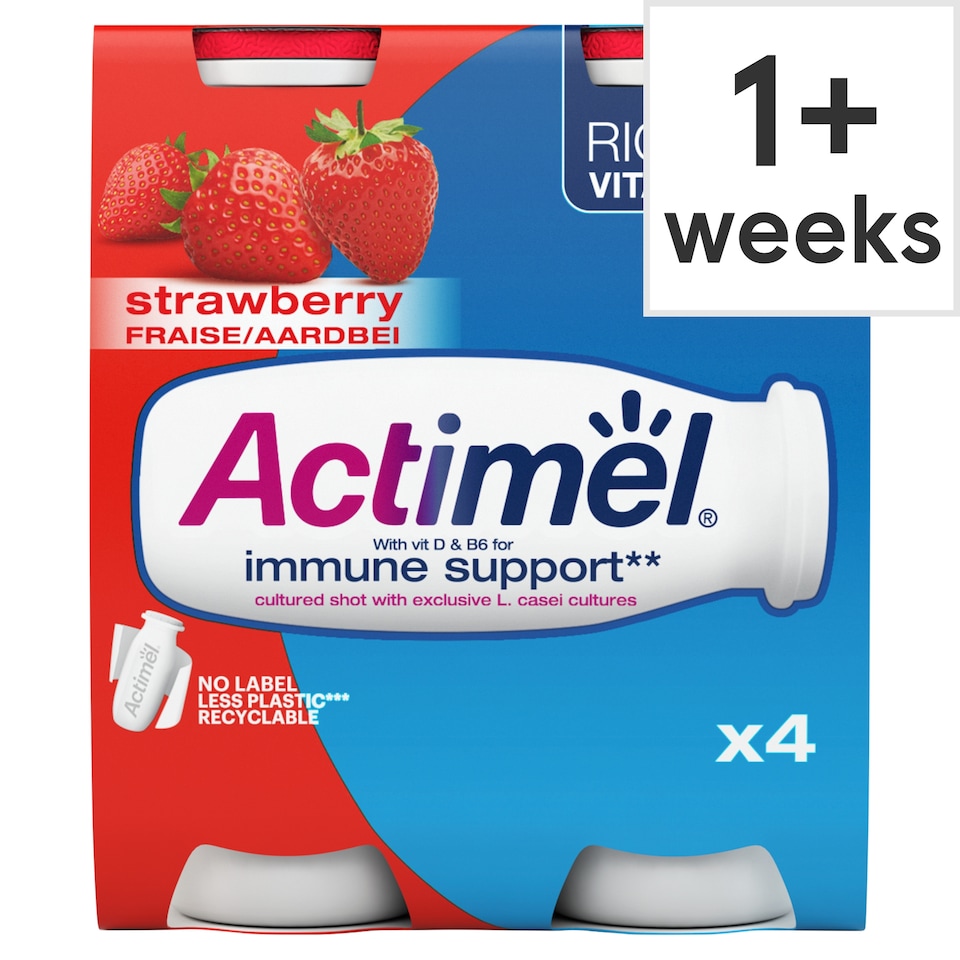 Actimel Immune Support Live Yoghurt Drink - Strawberry 4x100g