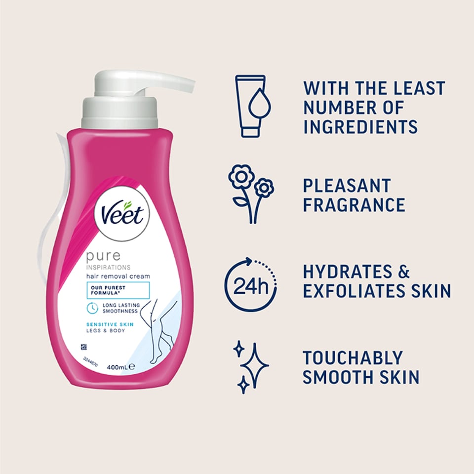 image 1 of Veet Pure Hair Removal Cream Legs & Body Sensitive 400ml