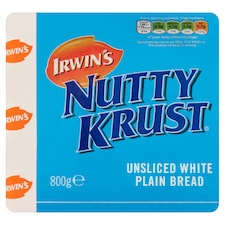 Irwin's Nutty Krust Unsliced White Plain Bread 800g