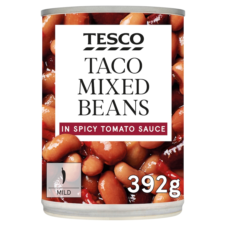 Tesco Taco Mixed Beans Spicy Tomato Sauce 395G