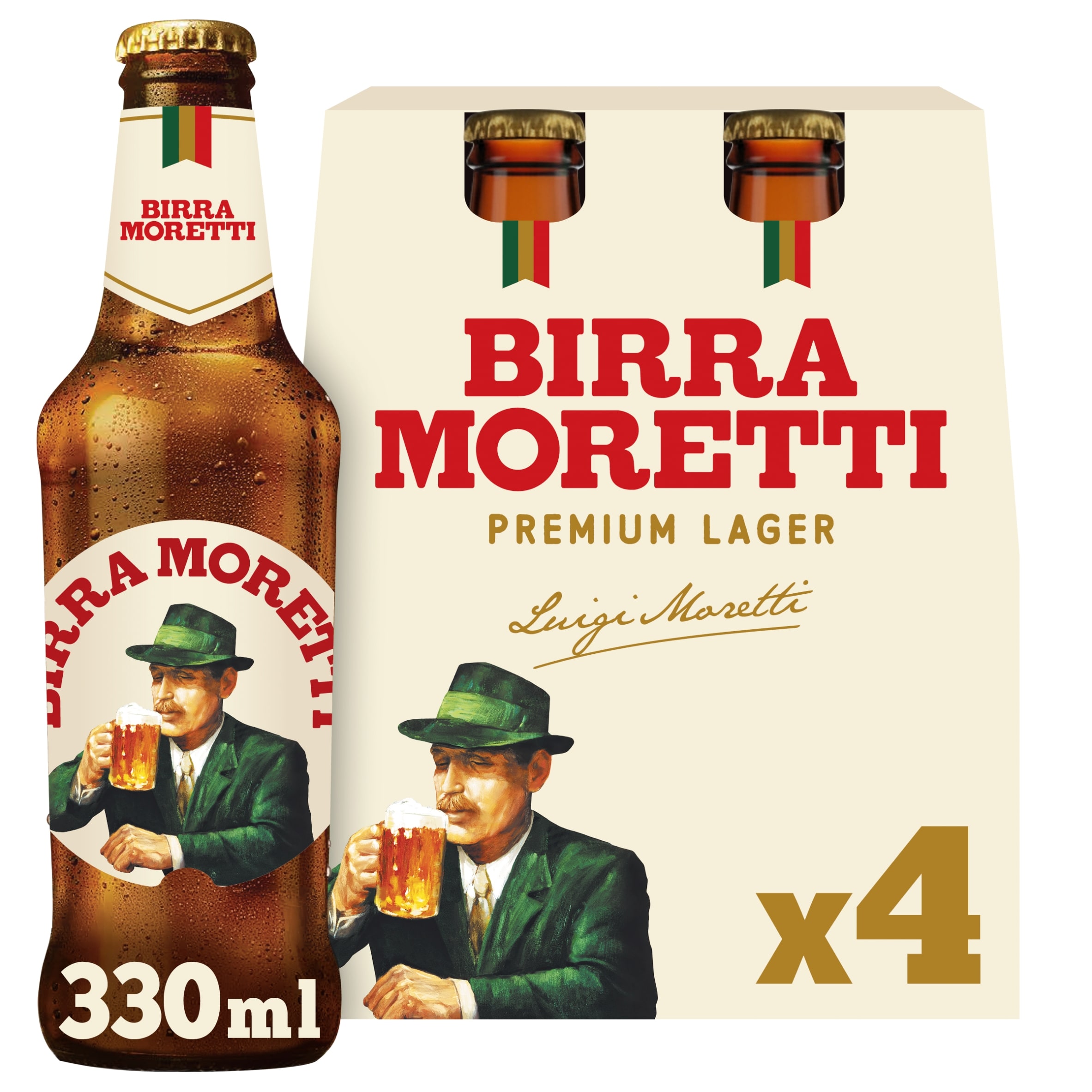 Birra Moretti Premium Lager Beer Bottle 4x330ml