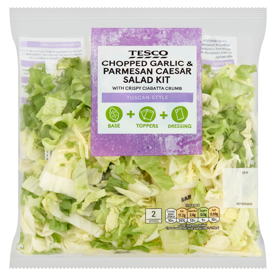 Tesco Chopped Garlic & Parmesan Caesar Salad Kit 240g