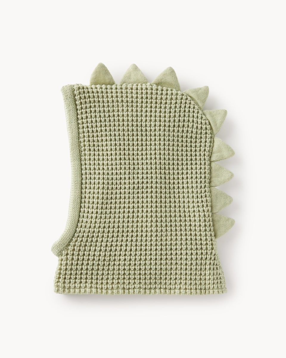 image 1 of F&F Boys Knitted Dinosaur Balaclava in Green