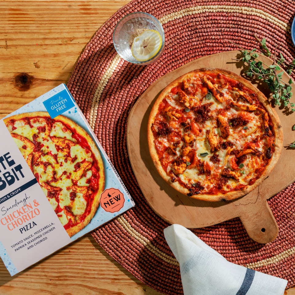 image 1 of White Rabbit Chicken & Chorizo Sourdough Gluten Free Pizza 324g