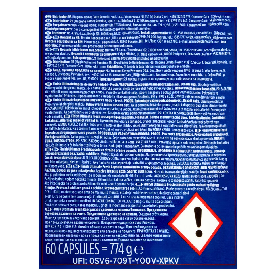 Obrázek 1 pro produkt Finish Powerball Ultimate All in 1 Fresh kapsle do myčky nádobí 60 ks 774g